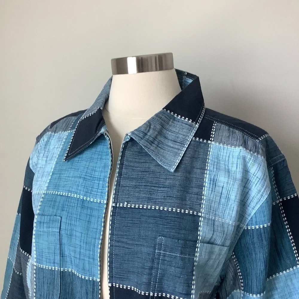Vintage‎ Patchwork 3/4 Sleeve Blazer Jacket Large